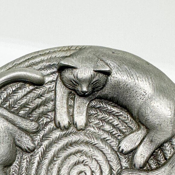 SOLD Vintage EBJ Pewter Cat Trinket Dish Candle Holder RARE - Picture 6 of 8